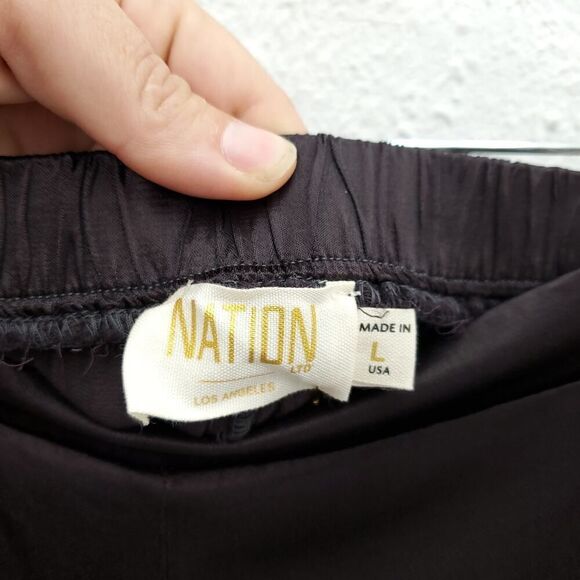 NWT NATION LTD Chocolate Brown Satin Camden Snap Pullon Cuff Pants - Picture 9 of 10